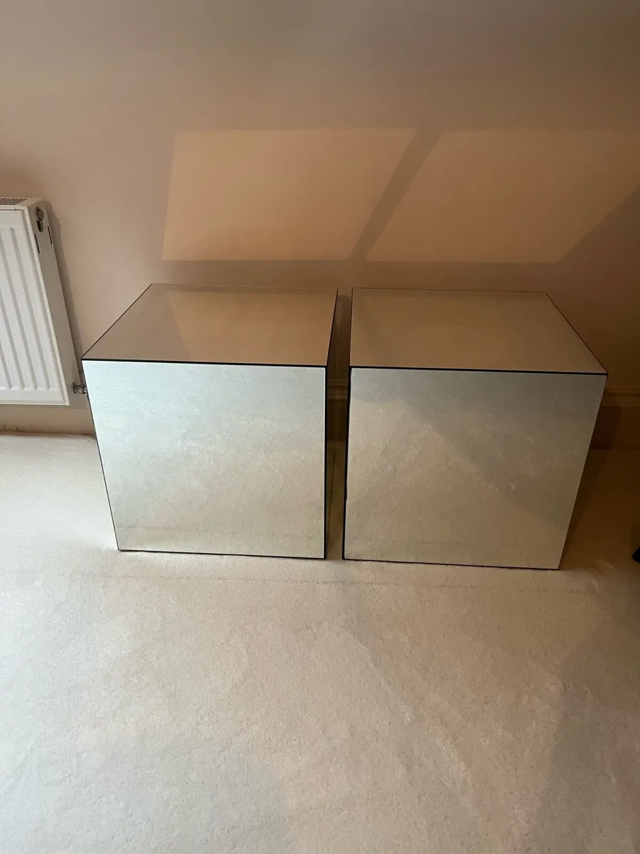 Laura Ashley Mirrored cube side tables - Image 1