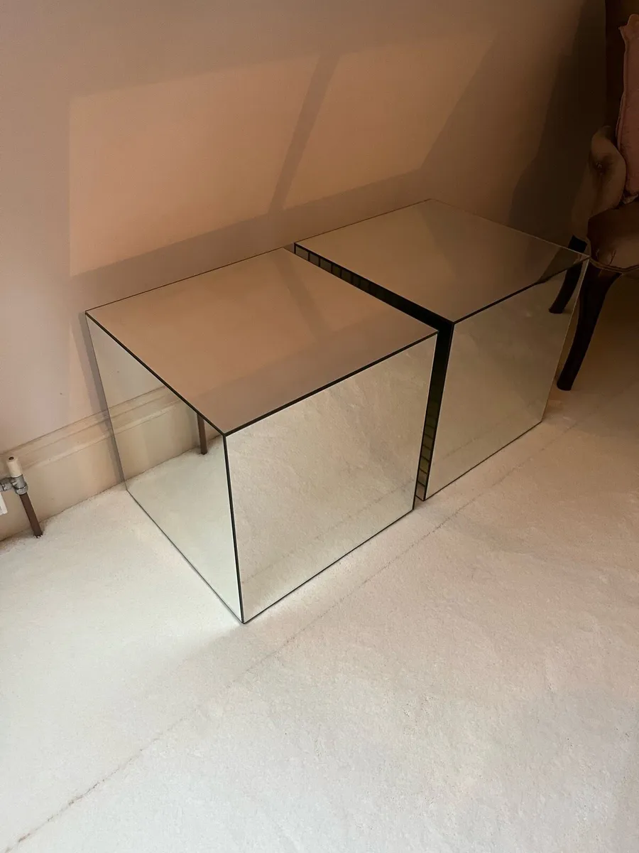 Laura Ashley Mirrored cube side tables - Image 2