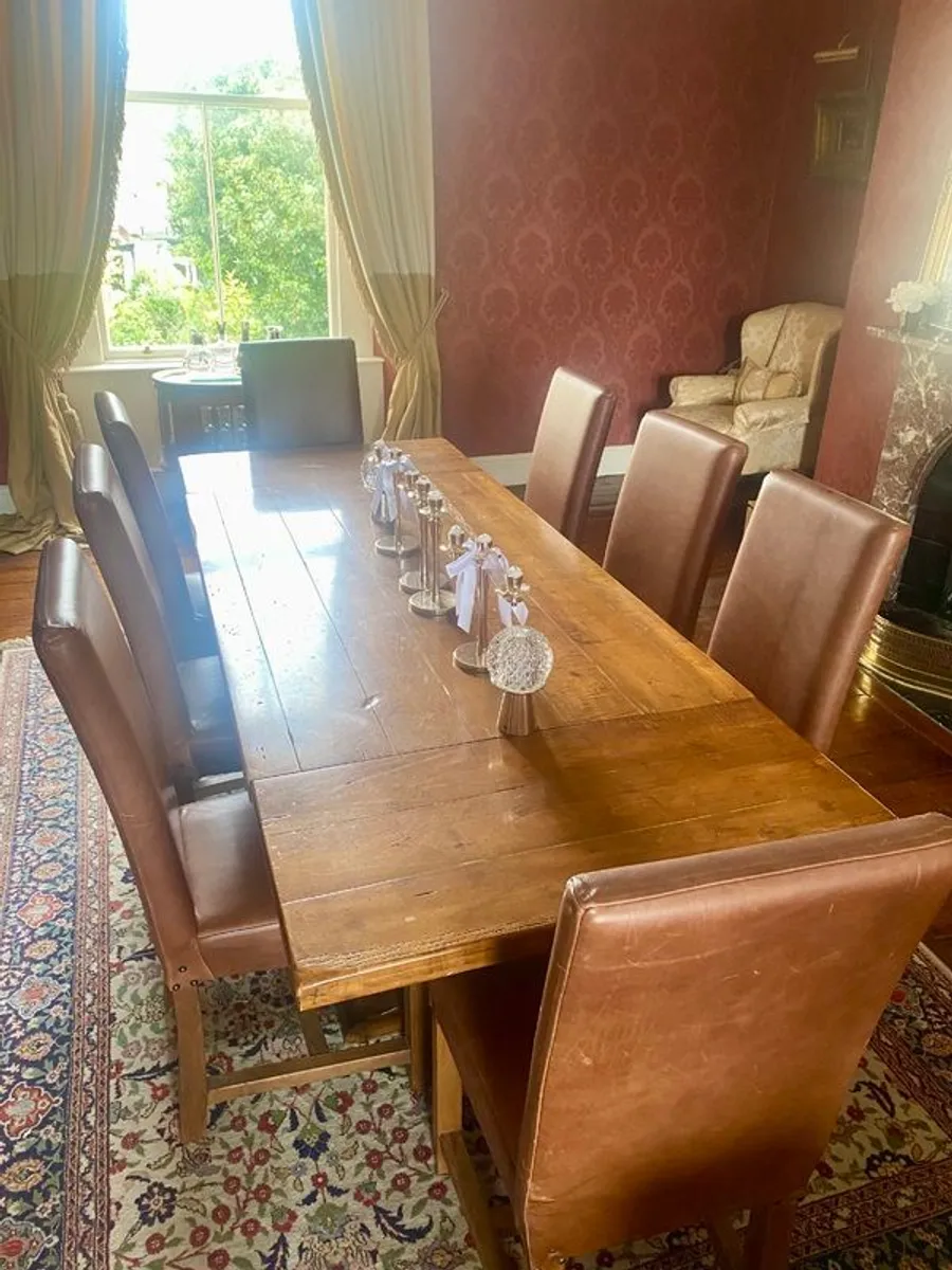 8 High Back Tan Brown Leather Chairs - Image 1