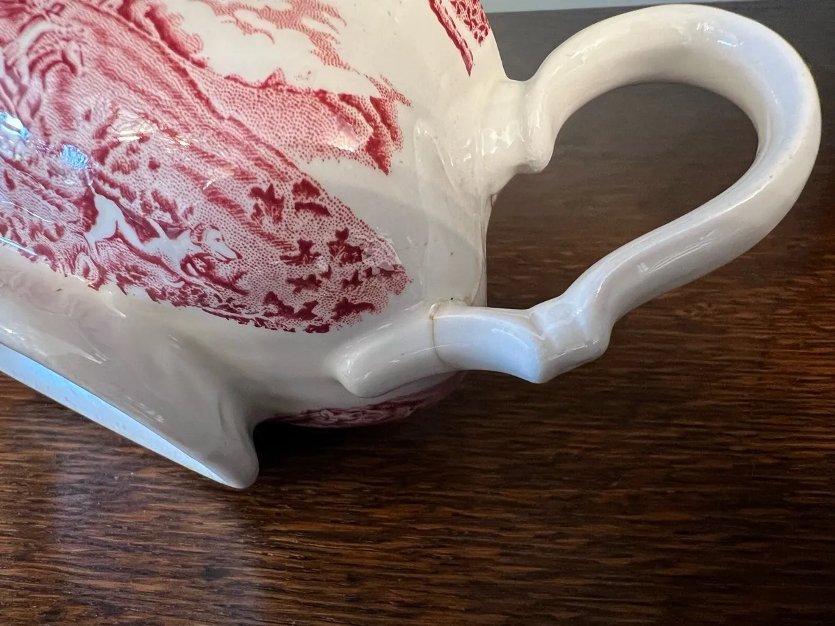 Myott’s “Country Life” Red Coffee Pot & Gravy Boat - Image 4