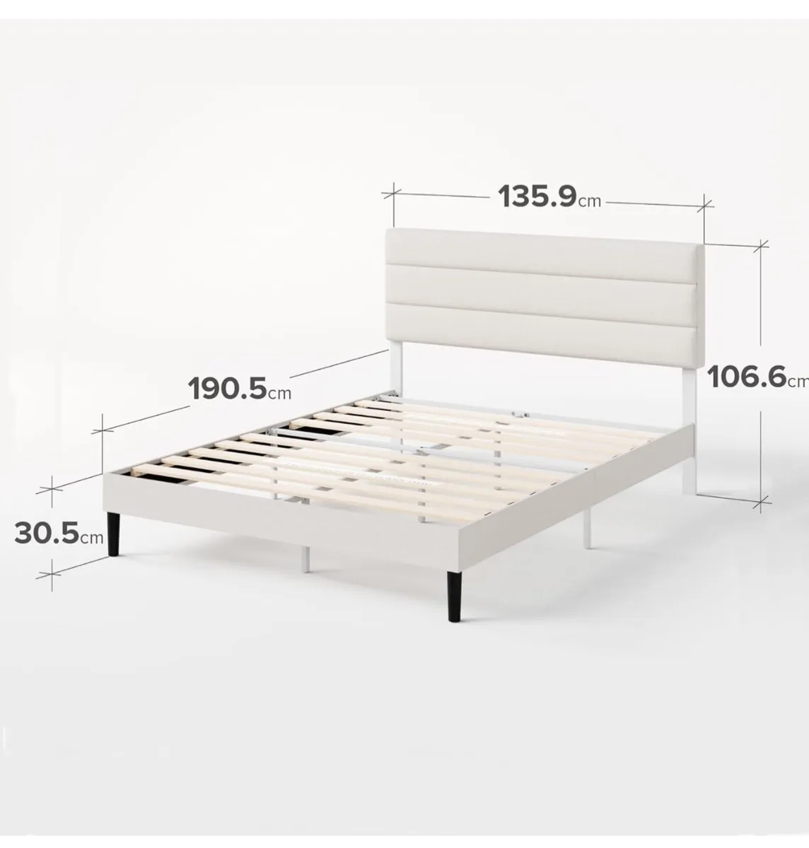 Double Bed Frame – Bed 135 x 190 cm – 30cm Height - Image 4
