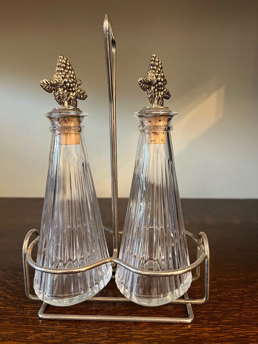 Vintage Glass Oil & Vinegar Cruet Set - Image 1