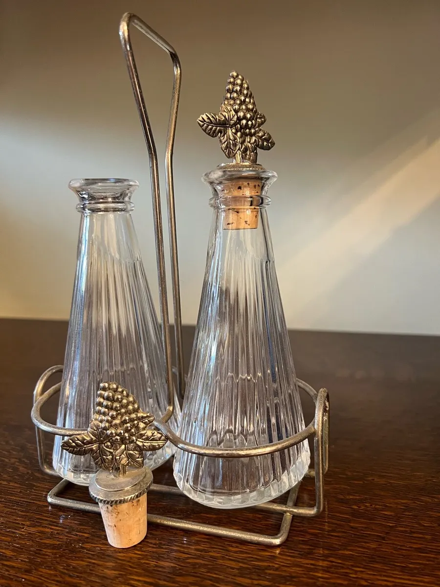 Vintage Glass Oil & Vinegar Cruet Set - Image 2