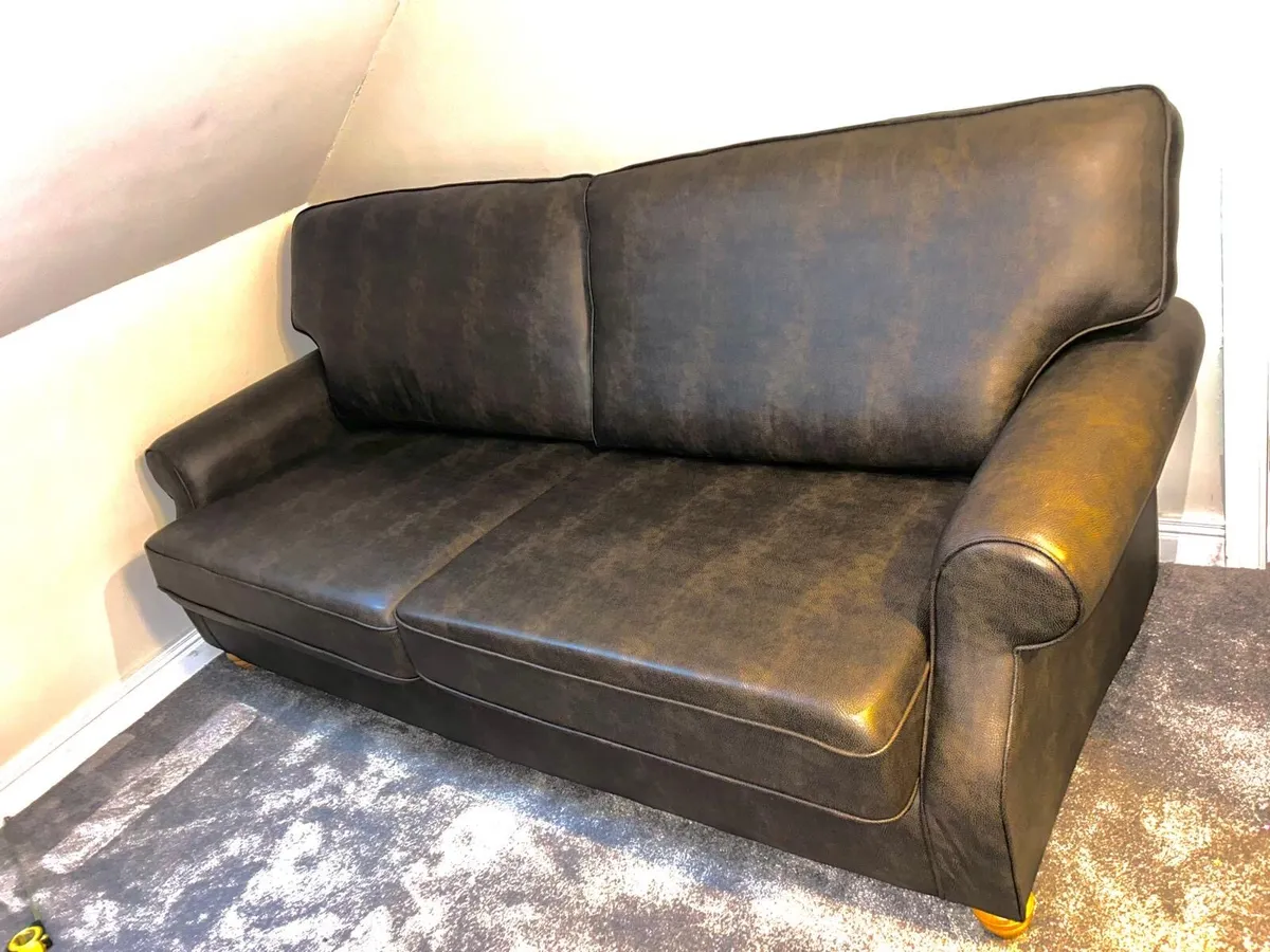 Brown Soft Touch leatherette couch - Image 1