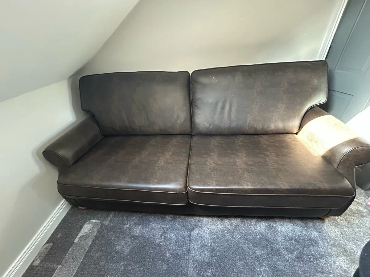 Brown Soft Touch leatherette couch - Image 3