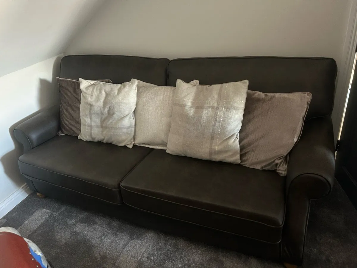 Brown Soft Touch leatherette couch - Image 4
