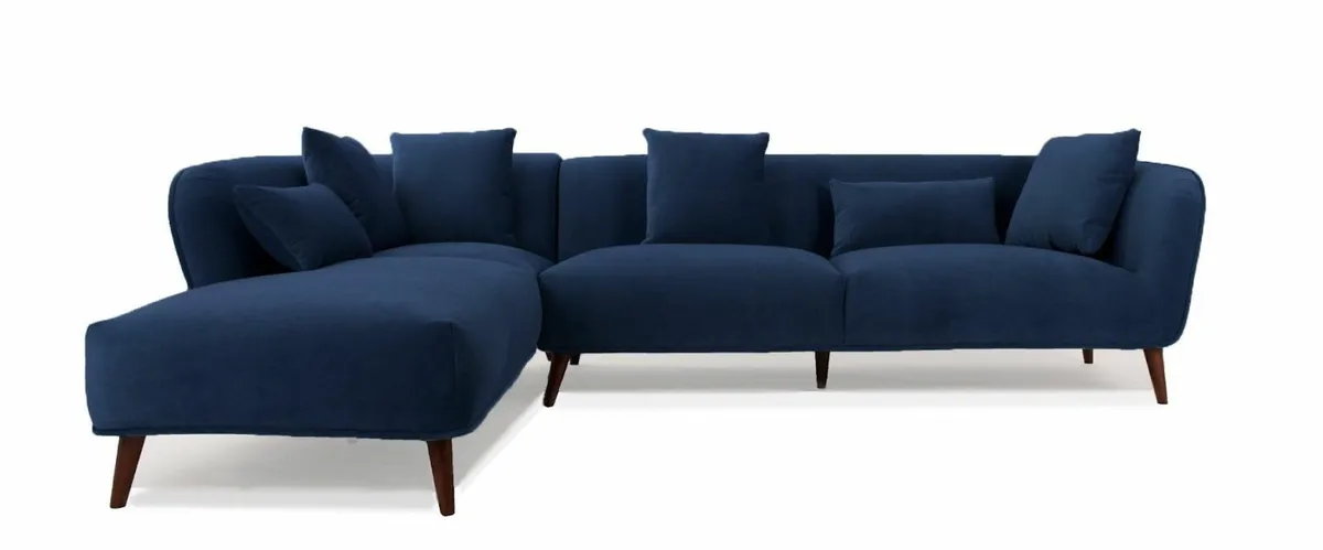 Lux Navy Velvet Corner Sofa - Image 1