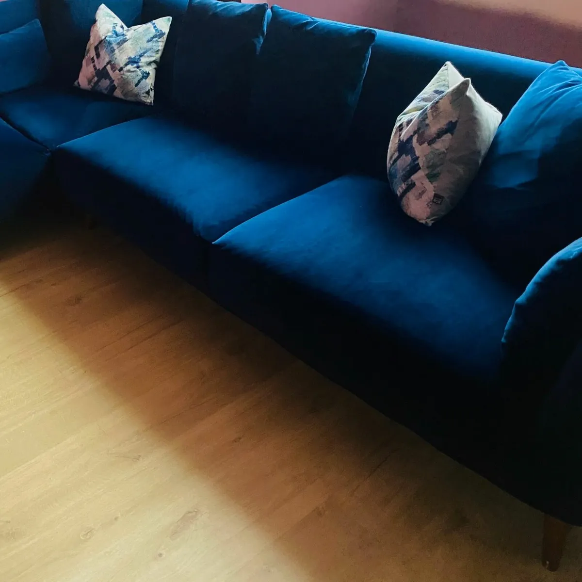 Lux Navy Velvet Corner Sofa - Image 3
