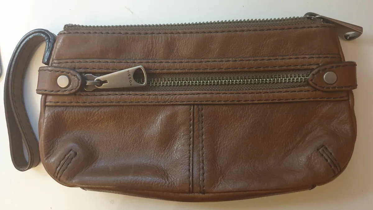 Leather wristlet pouch by Fossil - Image 1