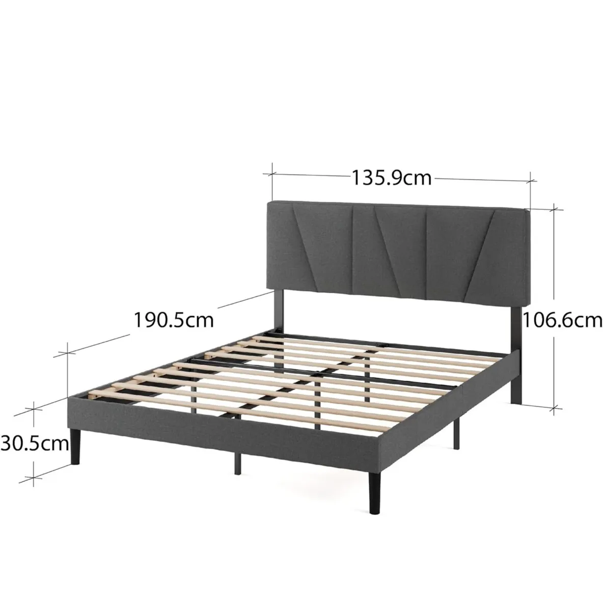 Double Bed Frame  Bed 135 x 190 cm  30cm Height  U - Image 3