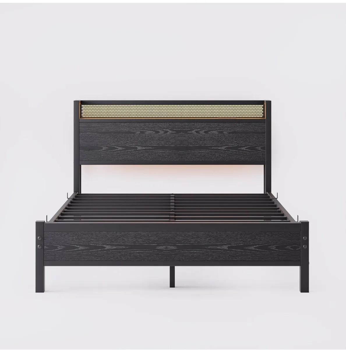 Metal Bed Frame Double Bed with Charging Station,S - Image 2