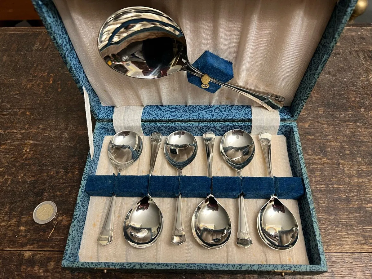 Vintage Nickel Silver Dessert Set - Image 2