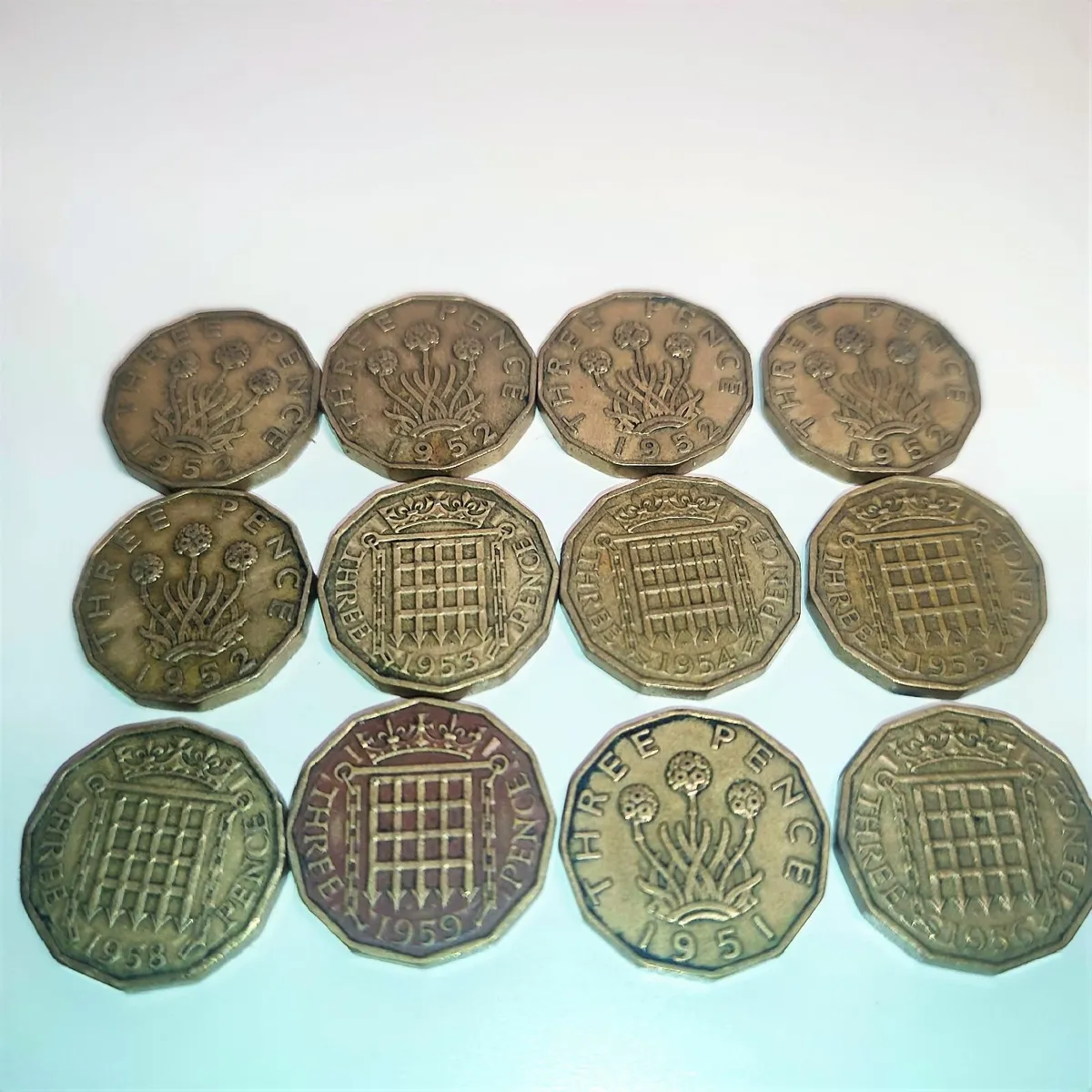 Collection  English Three Pence Three Penny pieces - Image 1