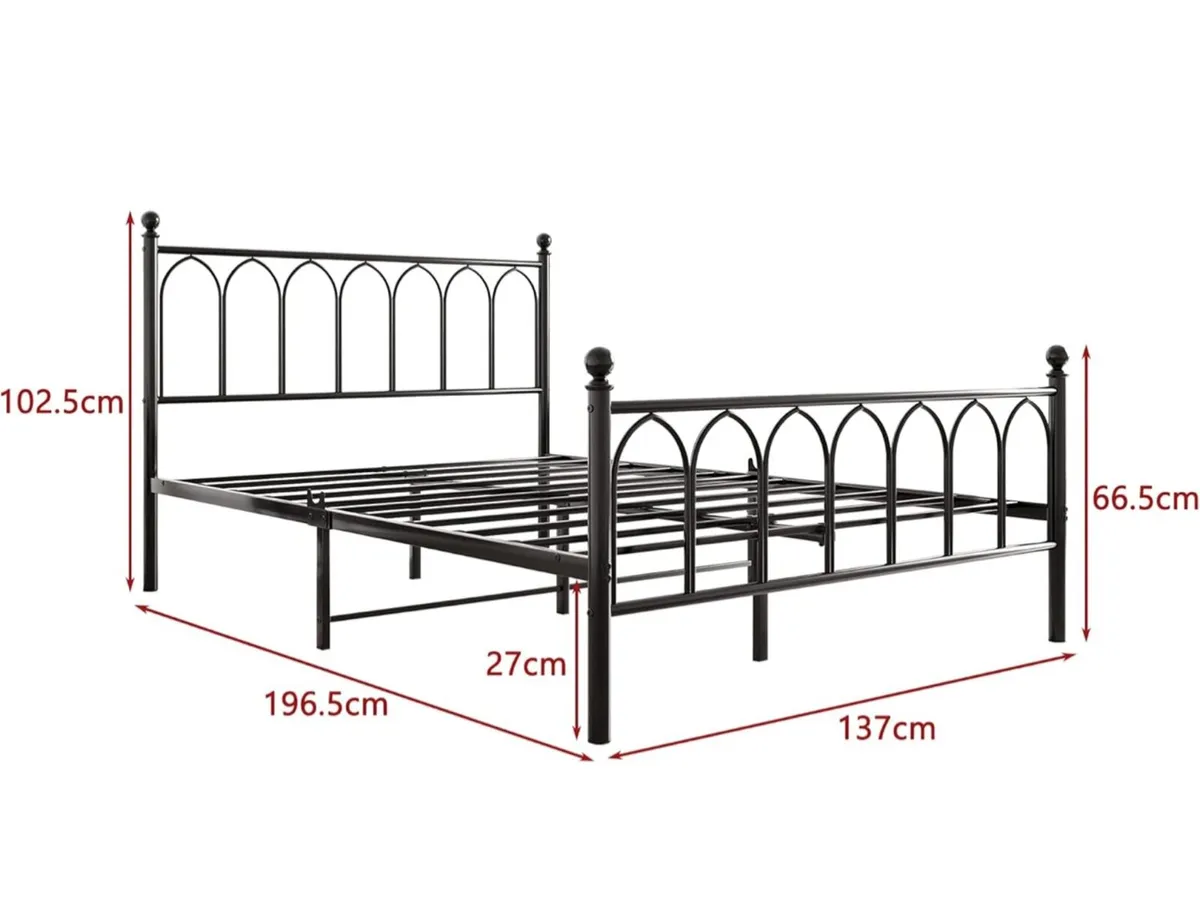 Double Metal Bed Frame 135 x 190 cm with Headboard - Image 2