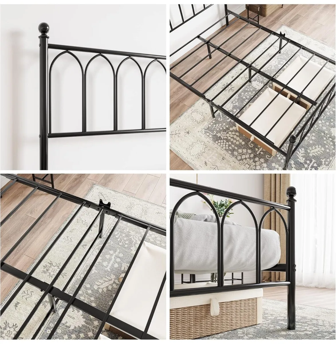 Double Metal Bed Frame 135 x 190 cm with Headboard - Image 3