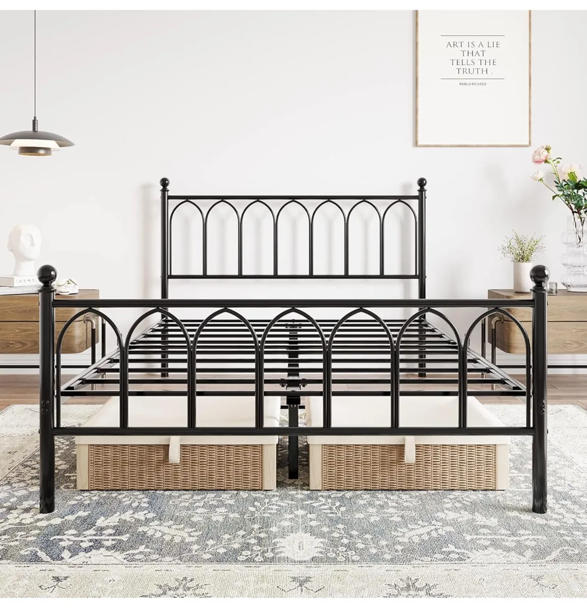 Double Metal Bed Frame 135 x 190 cm with Headboard - Image 4