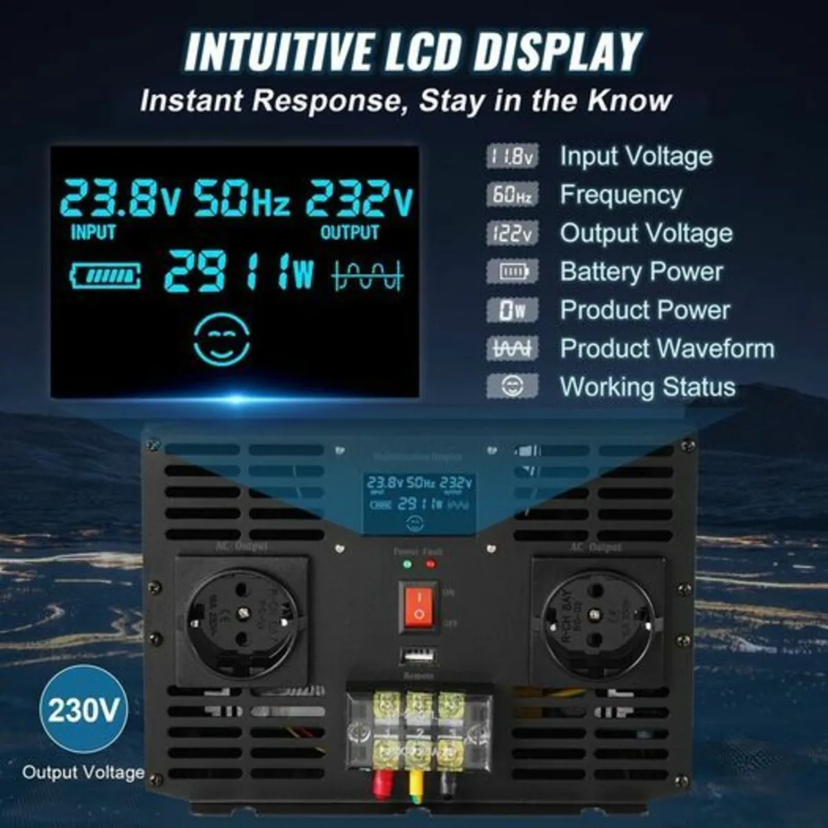 Pure Sine Wave Inverter Power Inverter 3000W DC24V - Image 3