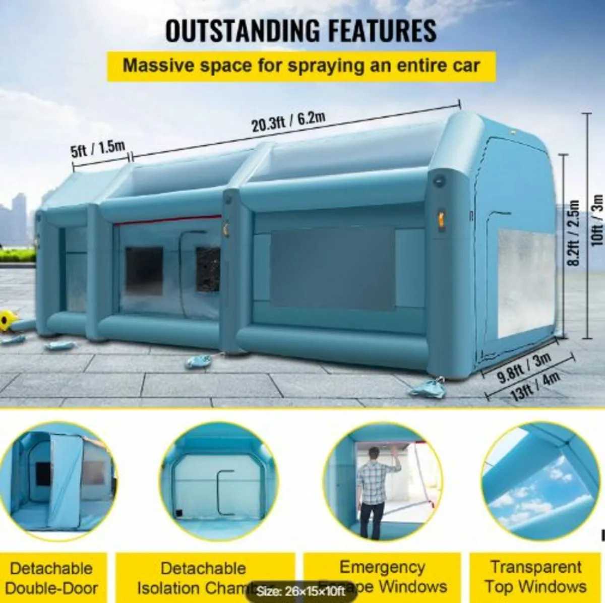 Portable Inflatable Paint Booth, 792.48 x 457.2 - Image 3