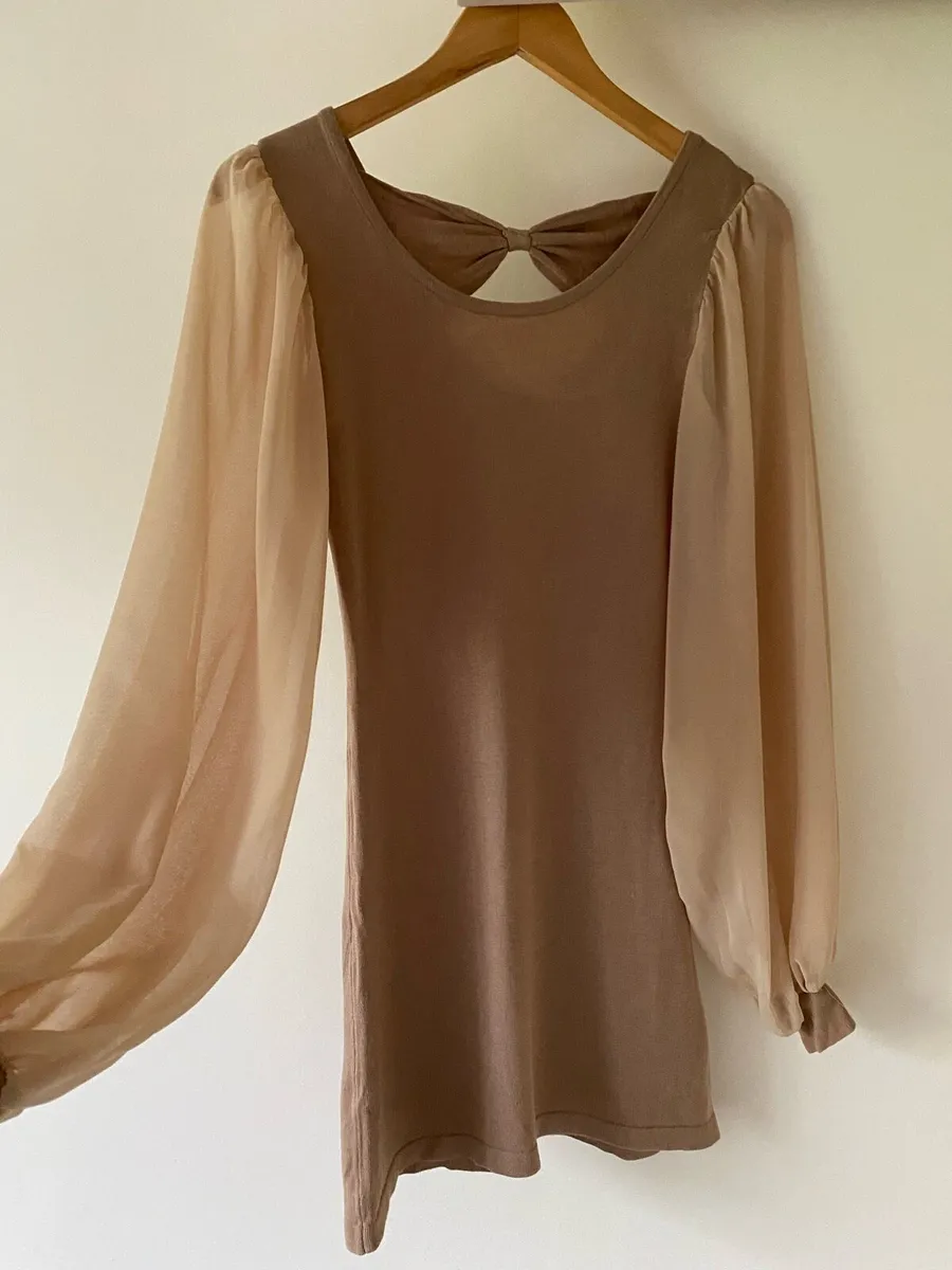 NICOLE Soft Viscose Women’s Caramel Dress - Image 4