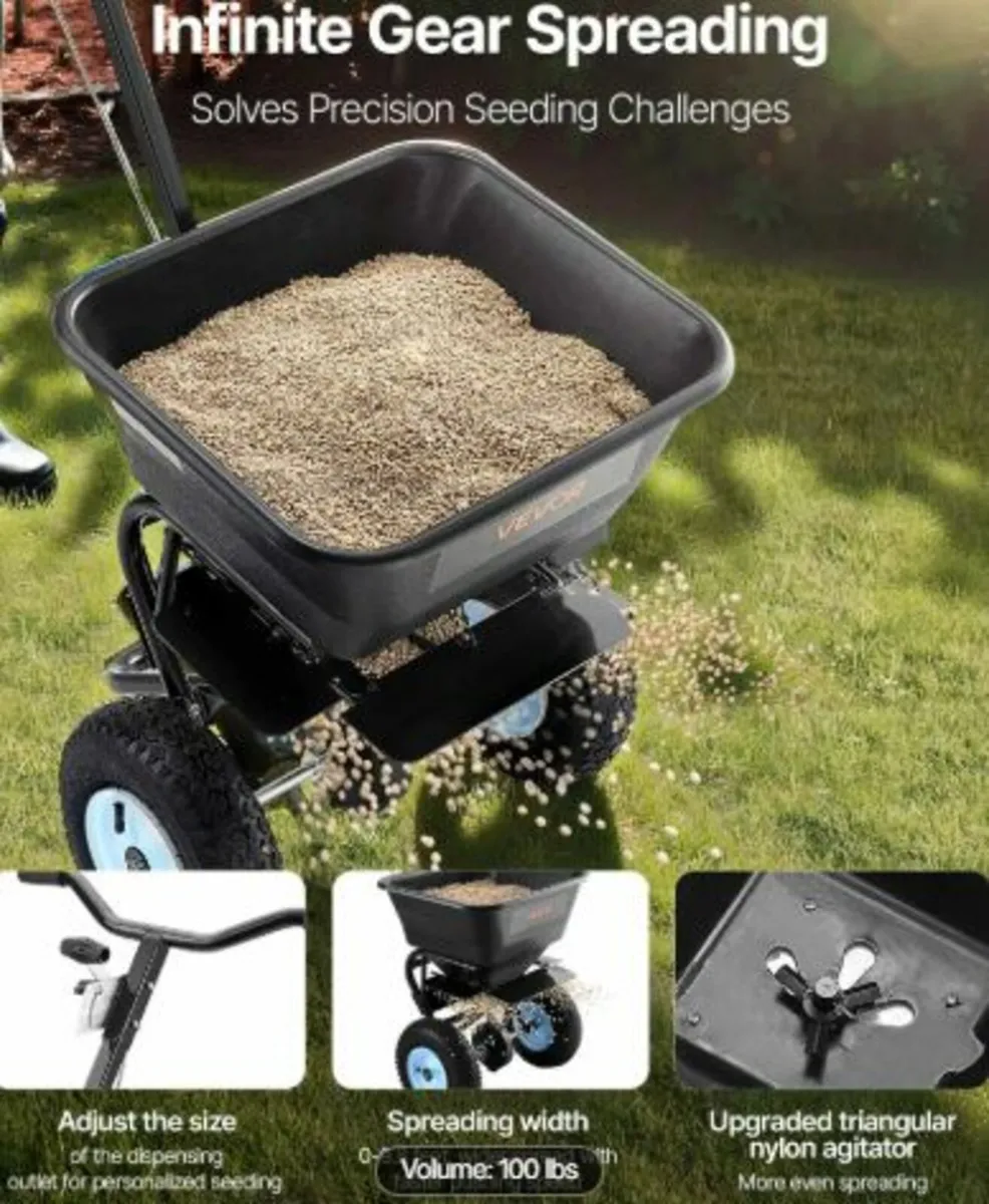 Walk-Behind Push Broadcast Spreader 100LB Capacity - Image 2