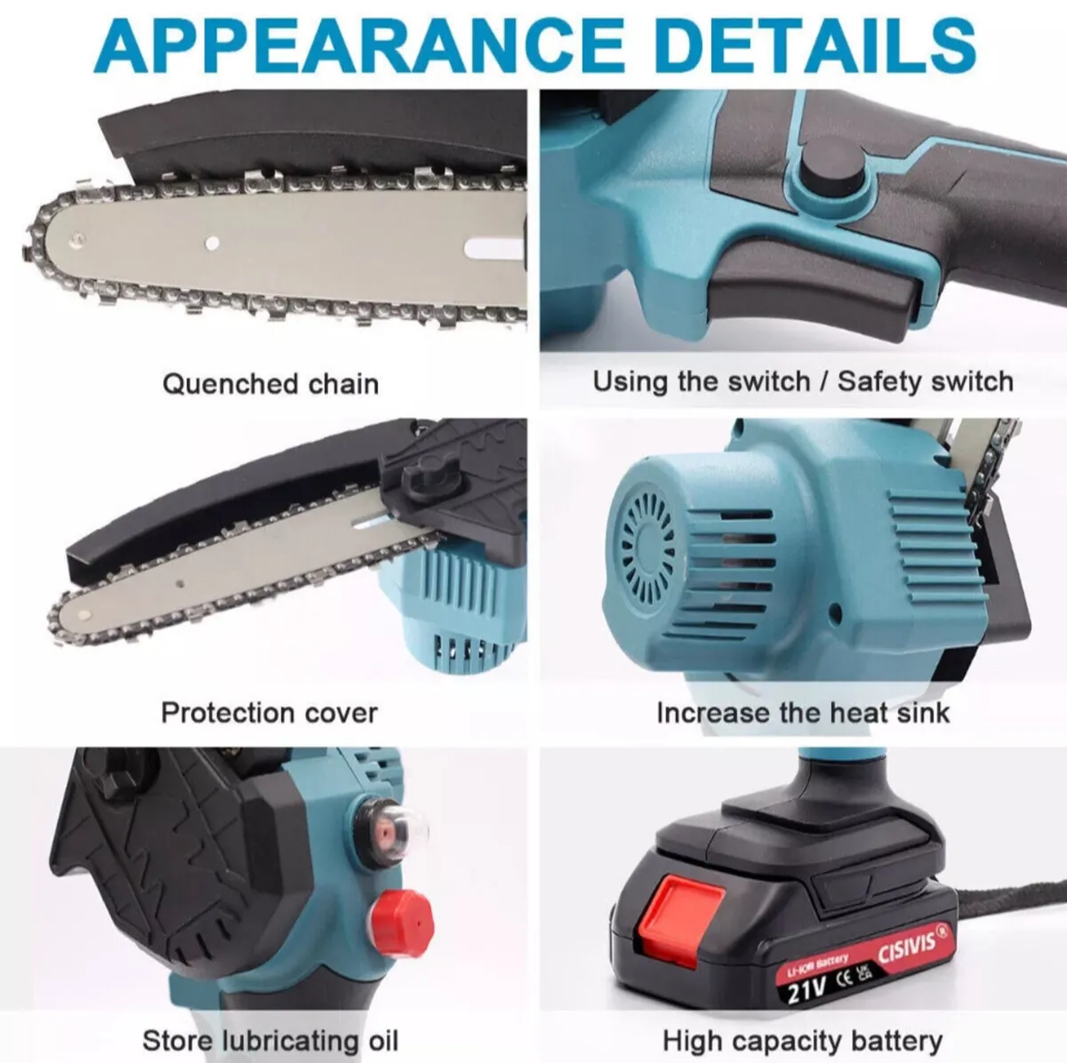8 inch Cordless Mini Chainsaw 8” & 2 Batteries NEW - Image 3