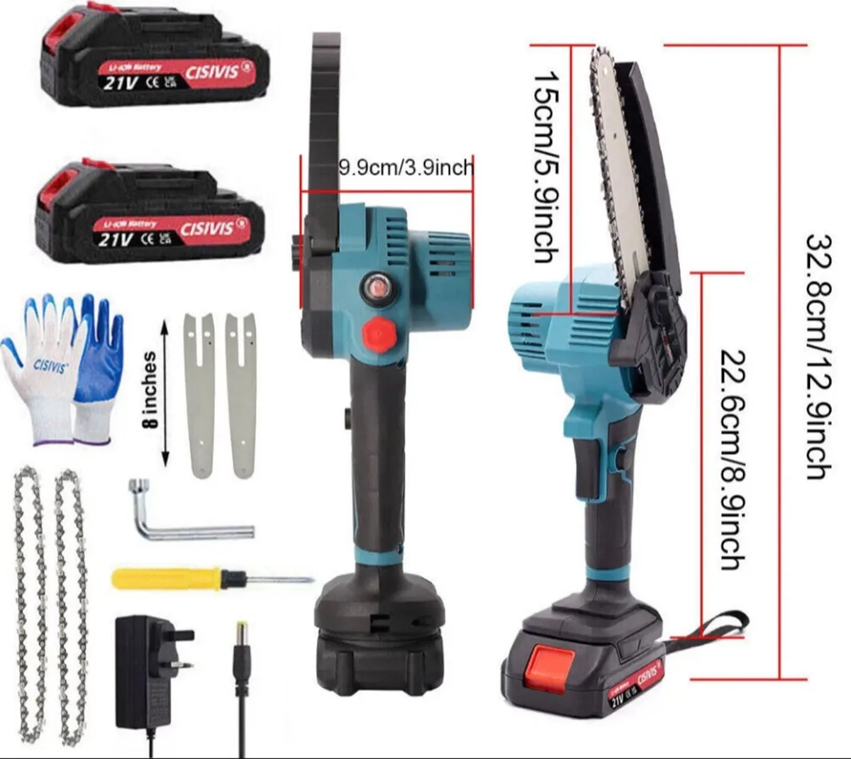 8 inch Cordless Mini Chainsaw 8” & 2 Batteries NEW - Image 4