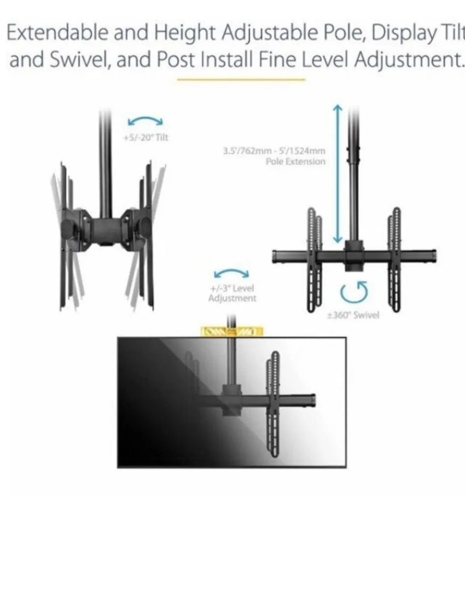 Dual TV/monitor Ceiling Mount - Image 2