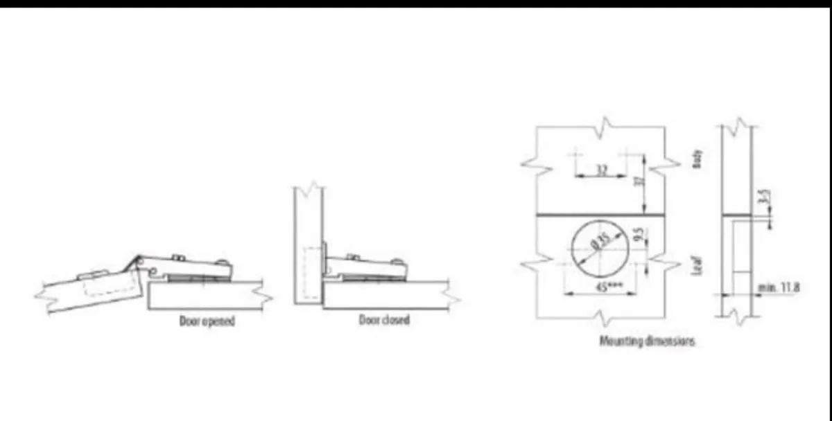 10 pack of 33mm 110 degree cabinet hinges - Image 3