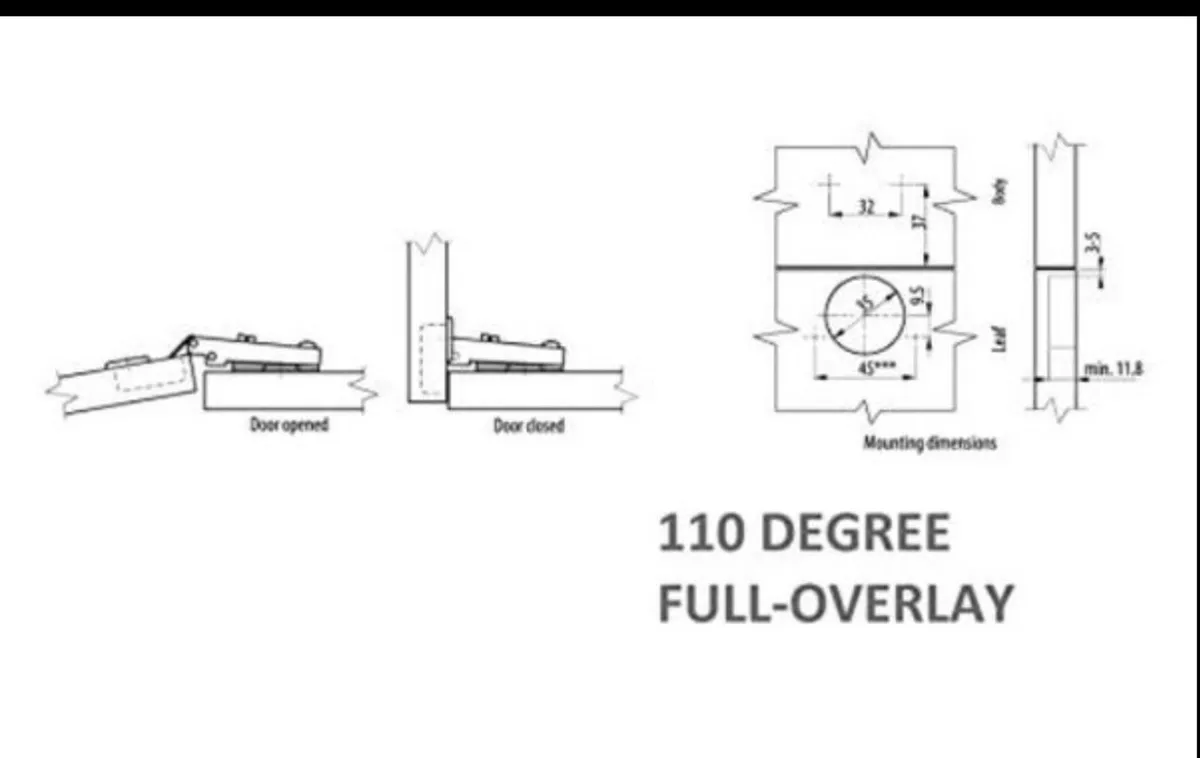 10 pack of 33mm 110 degree cabinet hinges - Image 4