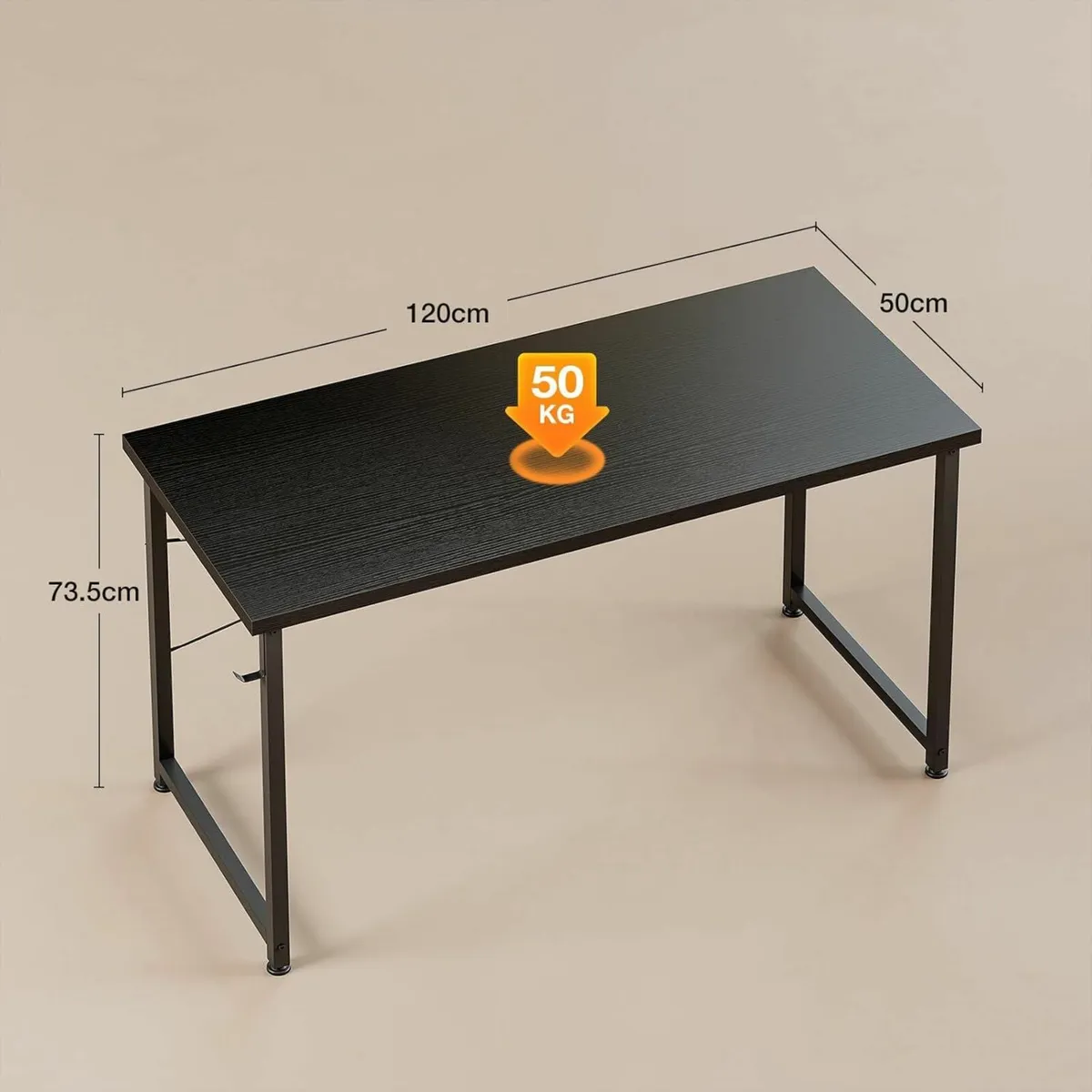 120×48 cm Computer Desk Home Office Study Black - Image 2