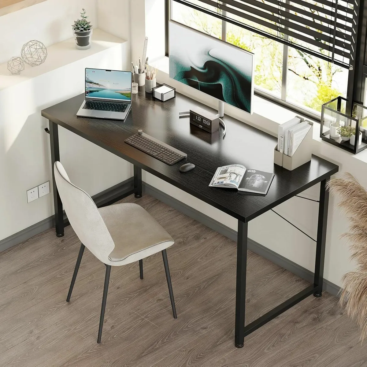 120×48 cm Computer Desk Home Office Study Black - Image 1