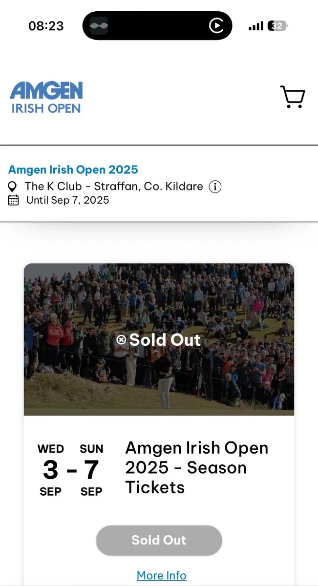 Irish Open tix -  Sunday 8th 2 adults 2 children