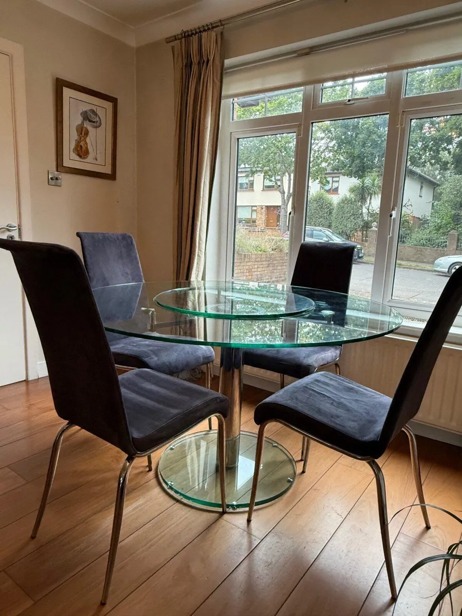 Glass dining table and chairs - Image 2