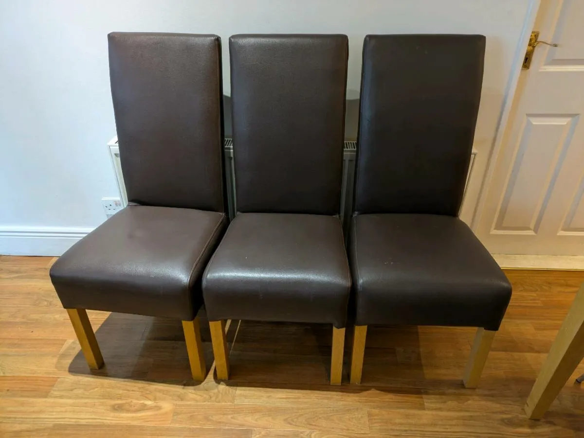 6 Brown Leather Dining Chairs