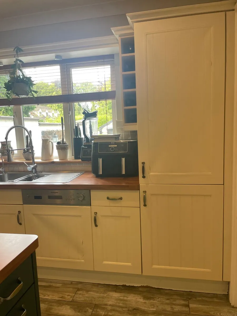 Contemporary Cream &Green Kitchen with Island and - Image 4