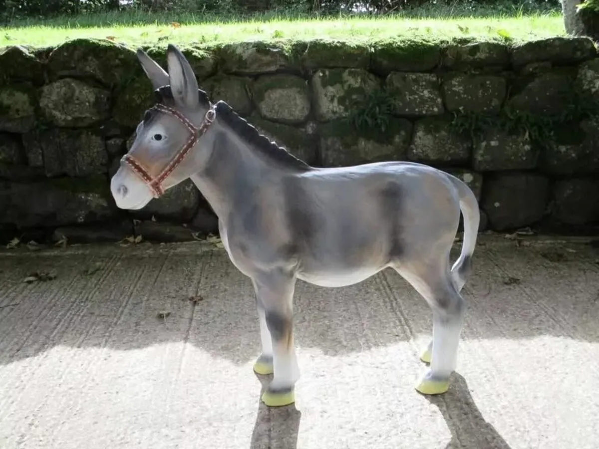 Large Fibreglass Grey Donkey - Image 1