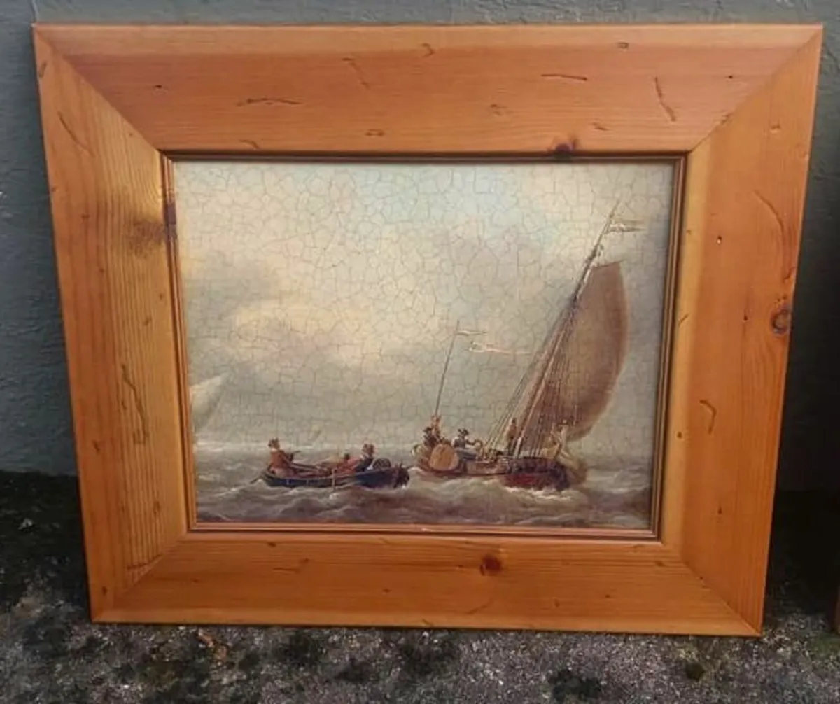 NEW :3 seascape / nautical pine framed crackle art - Image 3