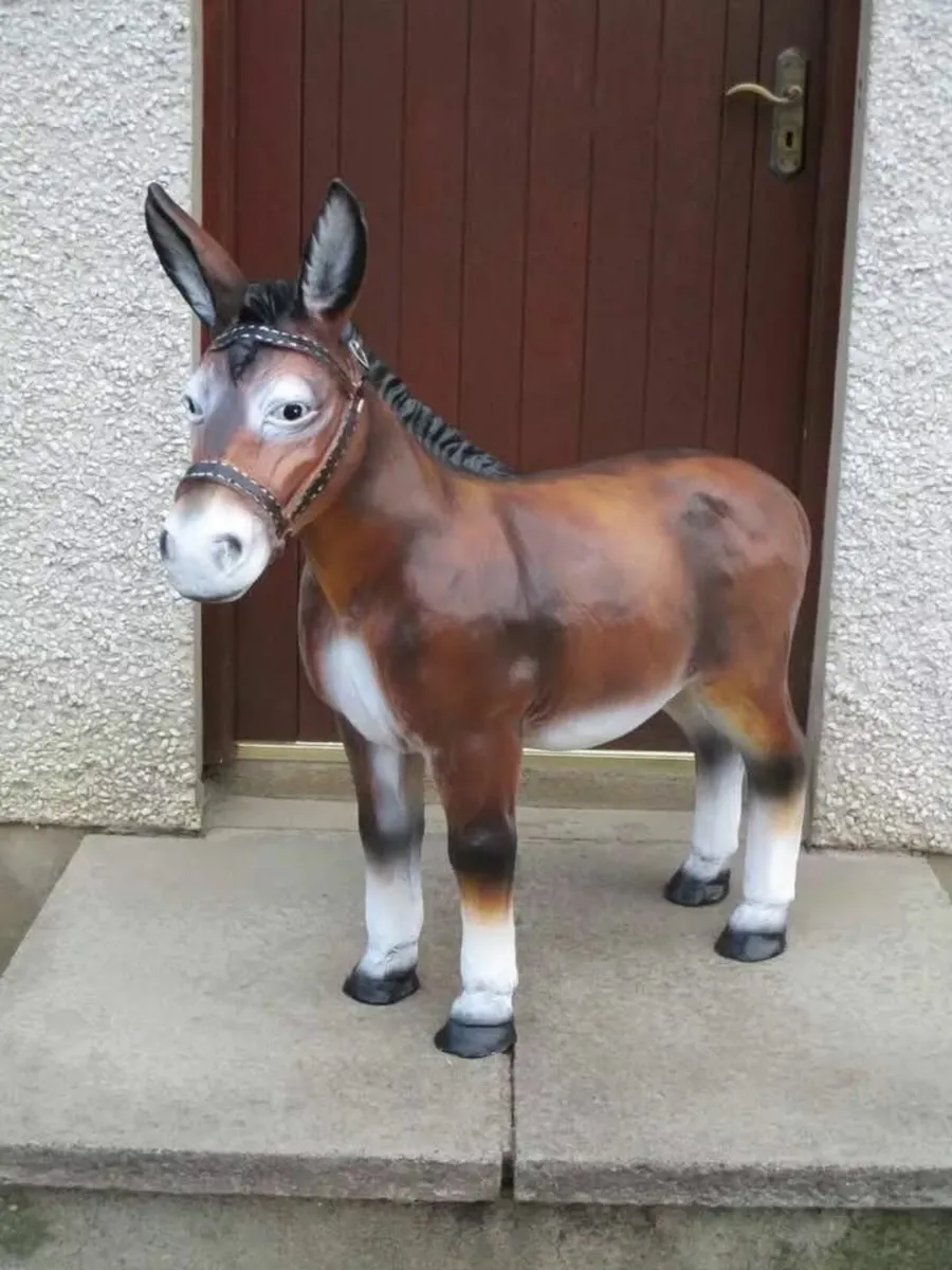 Large Fibreglass Brown Donkey - Image 2