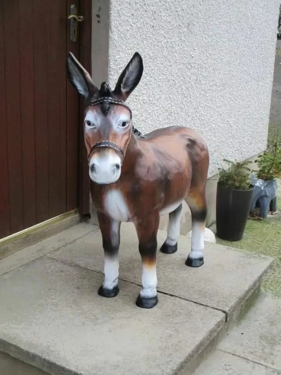 Large Fibreglass Brown Donkey - Image 3