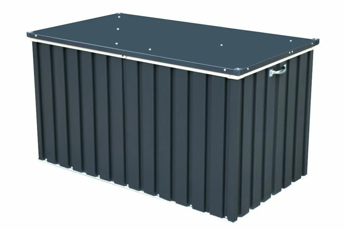 770 Litre Steel Patio Storage Boxes Grey - Image 3