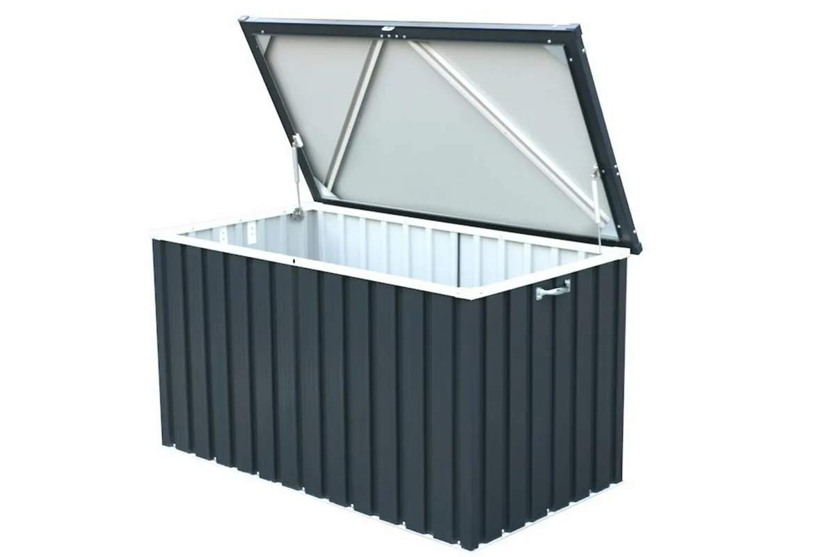 770 Litre Steel Patio Storage Boxes Grey - Image 2
