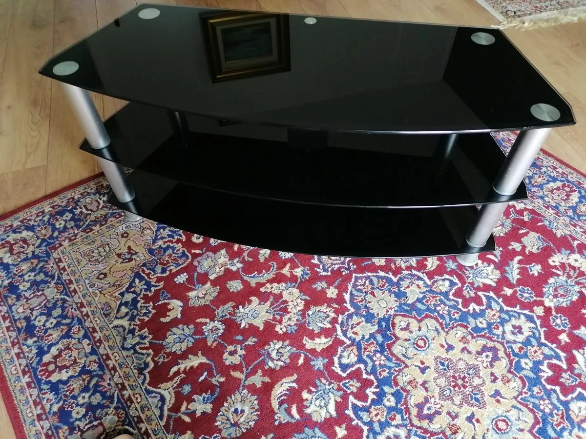 Glass and chrome TV stand - Image 1