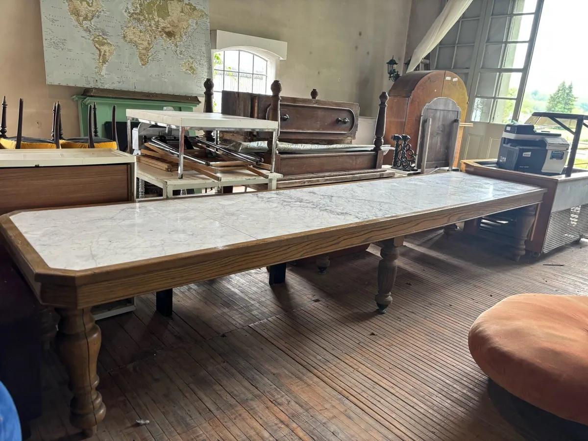 Large marble bakers table Victorian - Image 2