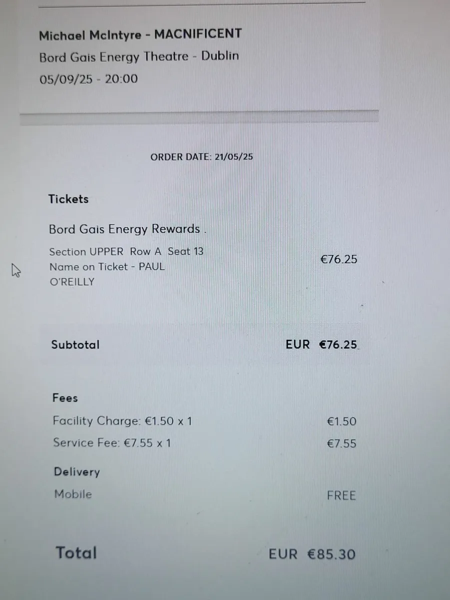 Michael McIntyre Ticket