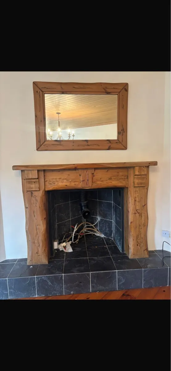 Soild wood mantle,fireplace and mirror