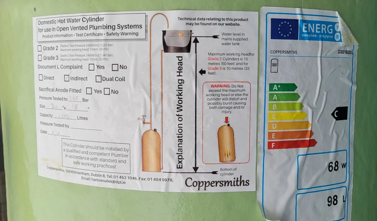Insulated copper water cylinder