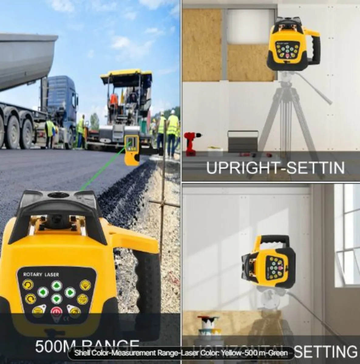 Rotary Laser Level Green Beam 500m Range Slope - Image 3