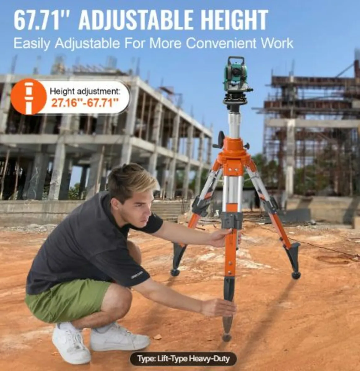 Laser Level Tripod Stand5/8"-11 Thread 27.16-67.71 - Image 3