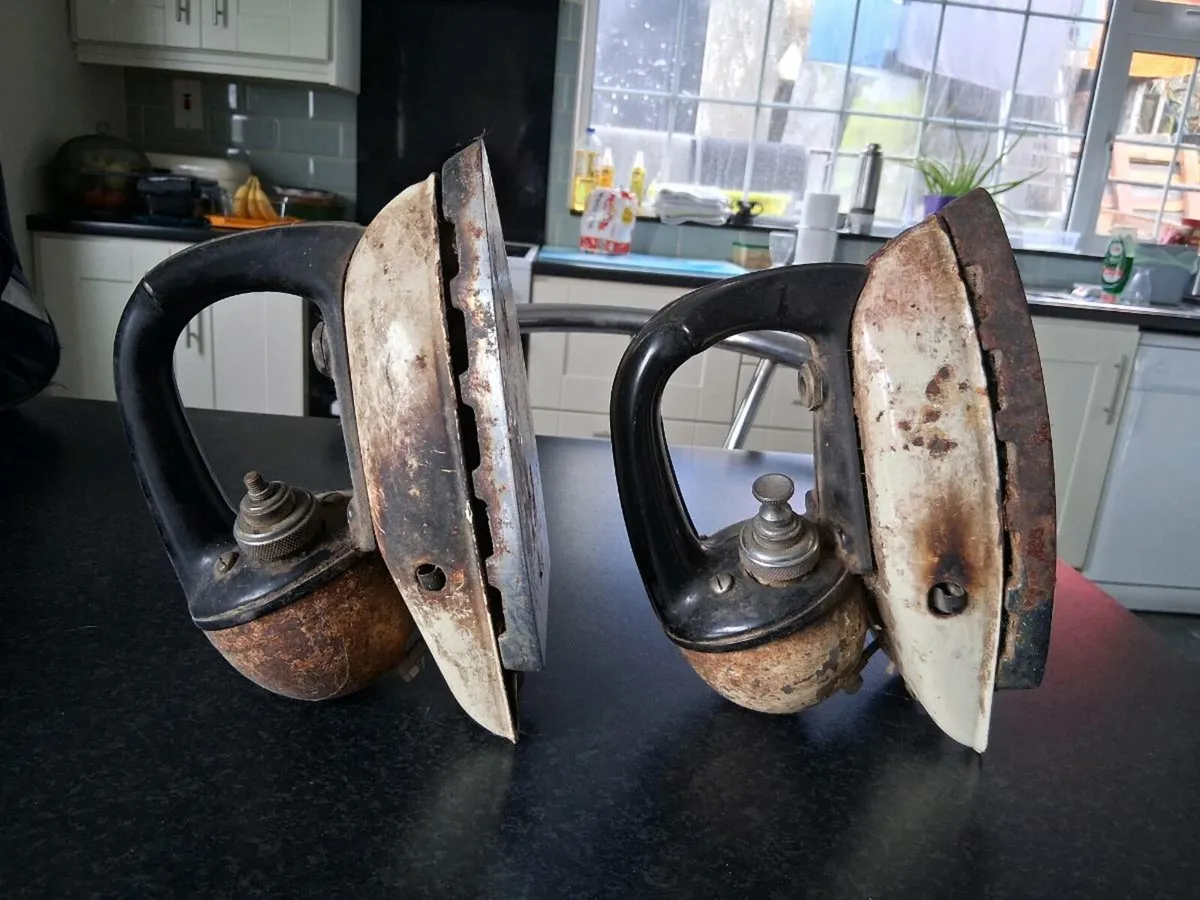 2 antique paraffin irons