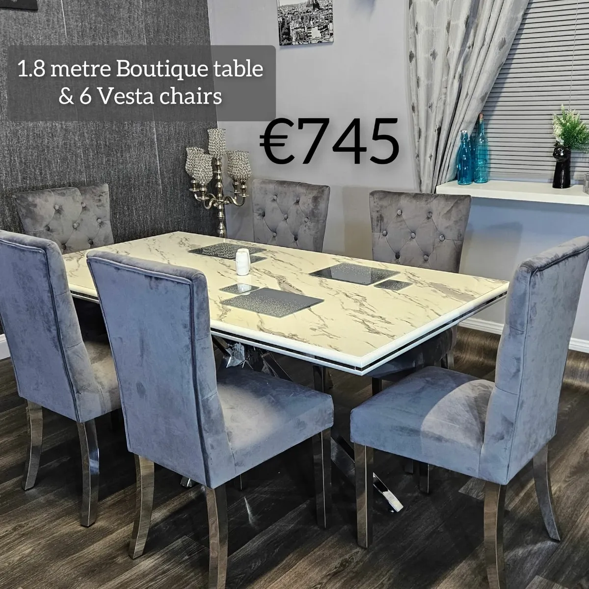 6ft dining table with 6 chairs -- HDF - Image 1